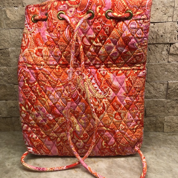 Very Bradley NEW backpack in orange paisley design - Picture 3 of 6